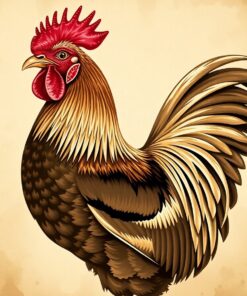 Vintage Sepia Rooster Study Paint By Numbers