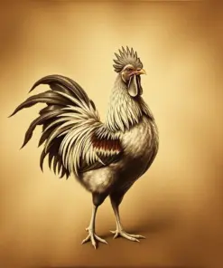 Vintage Sepia Rooster Study Paint By Numbers