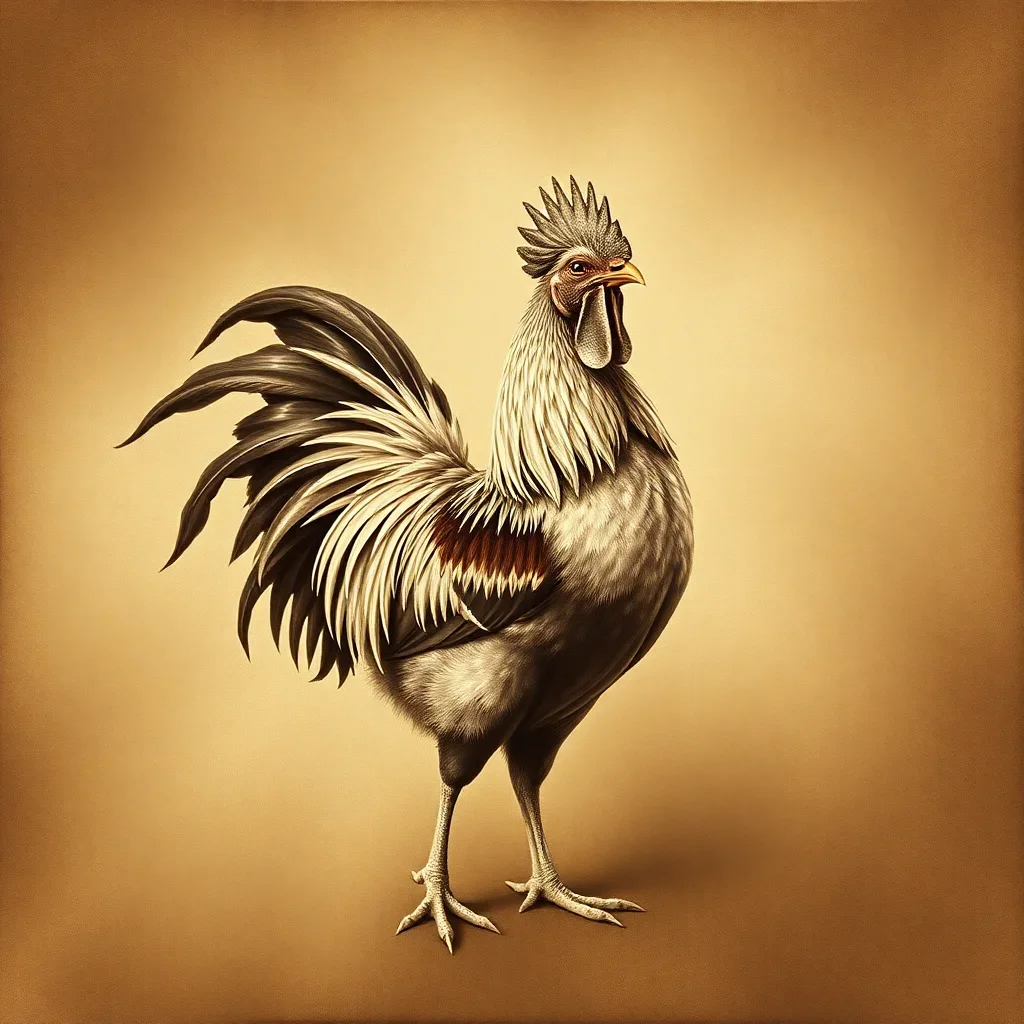 completed artwork display Vintage Sepia Rooster Study paint by numbers