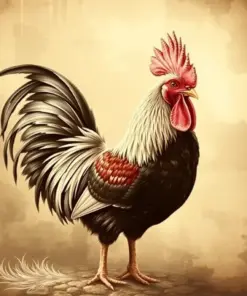 Vintage Sepia Rooster Study paint by numbers