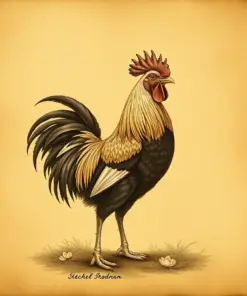 Vintage Sepia Rooster Study Paint By Numbers