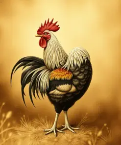 Vintage Sepia Rooster Study Paint By Numbers