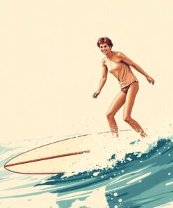 Vintage Sepia Surfer Sketch Paint By Numbers