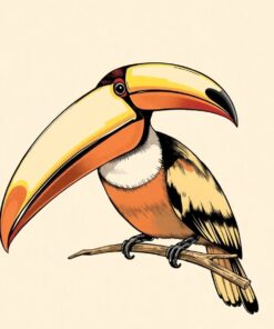 Vintage Sepia Toucan Sketch Paint By Numbers
