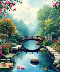 Vintage Serene Water Garden Paint By Numbers