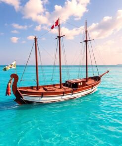 Vintage Ship Turquoise Lagoon Paint By Numbers