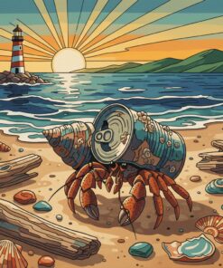 Vintage Shoreline Hermit Crab Paint By Numbers