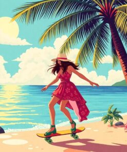Vintage Skater In Paradise Paint By Numbers