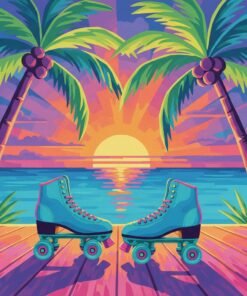 Vintage Skates Under Palms Paint By Numbers