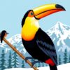 Vintage Ski Pole Toucan Paint By Numbers