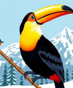 Vintage Ski Pole Toucan Paint By Numbers