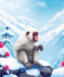 Vintage Snow Monkey Oasis Paint By Numbers