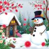 Vintage Snowman Botanical Sanctuary Paint By Numbers