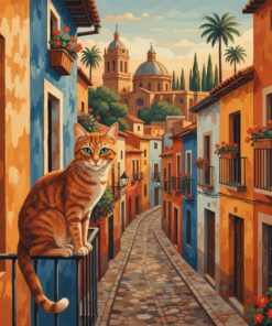 Vintage Spanish Street Cat Paint By Numbers