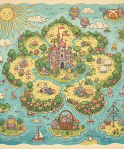 Vintage Spring Island Map Paint By Numbers