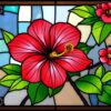 Vintage Stained Glass Hibiscus Paint By Numbers