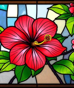 Vintage Stained Glass Hibiscus Paint By Numbers