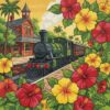 Vintage Station Hibiscus Flora Paint By Numbers