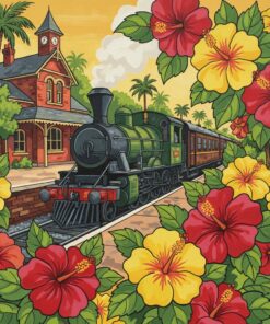 Vintage Station Hibiscus Flora Paint By Numbers