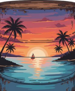 Vintage Steel Drum Sunset Paint By Numbers