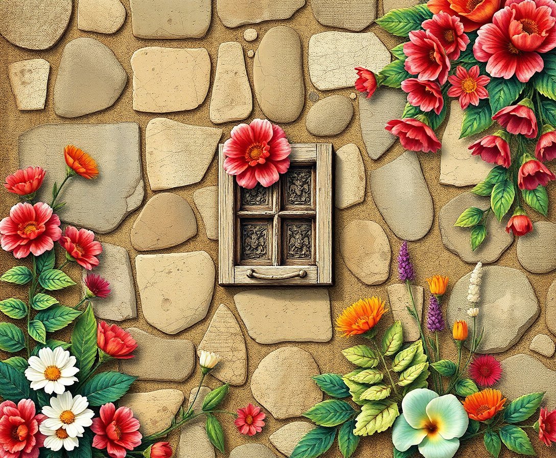 vintage-stone-floral-echo-paint-by-numbers-kit-realistic-art