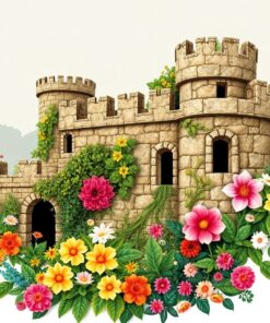 Vintage Stone Fortress Flora Paint By Numbers