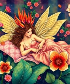 Vintage Strelitzia Fairy Slumber Paint By Numbers
