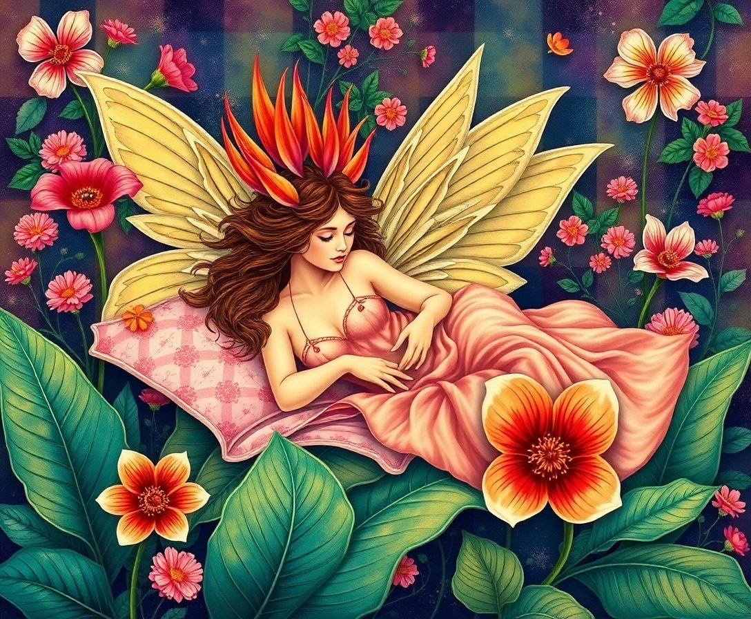 vintage-strelitzia-fairy-slumber-paint-by-numbers-kit