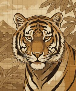 Vintage Sumatran Tiger Sketch Paint By Numbers
