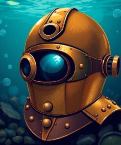 Vintage Sunken Brass Helmet Paint By Numbers