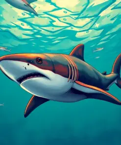 Vintage Sunken Galleon Sharks Paint by Numbers