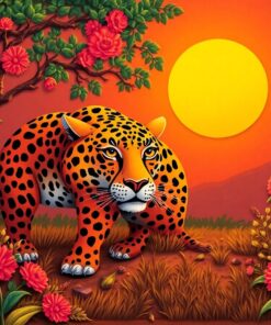 Vintage Sunlit Jaguar Relief Paint By Numbers