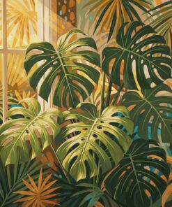 Vintage Sunlit Monstera Paint By Numbers
