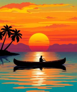 Canoe Silhouette Paint Numbers