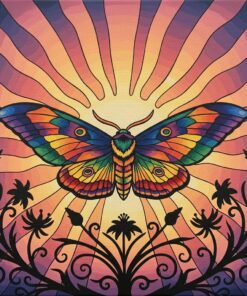 Vintage Sunset Moth Stamp Paint By Numbers