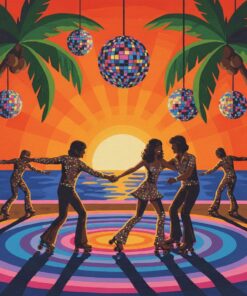 Vintage Sunset Roller Disco Paint By Numbers