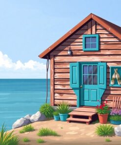 Vintage Surfboard Cabin Corner Paint By Numbers