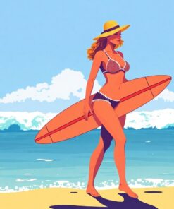 Surfer Silhouette Paint Numbers