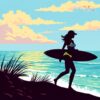 Vintage Swimsuit Surfer Silhouette Paint By Numbers