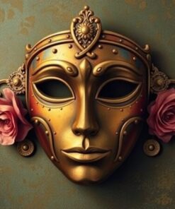 Vintage Tarnished Brass Mask Paint By Numbers