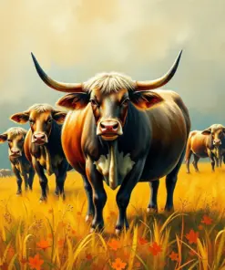 Vintage Taro Field Oxen Paint By Numbers