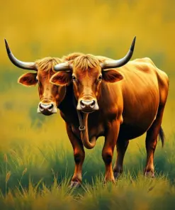 Vintage Taro Field Oxen Paint by Numbers