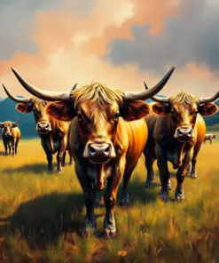 Vintage Taro Field Oxen Paint By Numbers