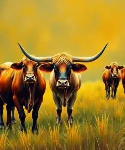 Vintage Taro Field Oxen Paint By Numbers