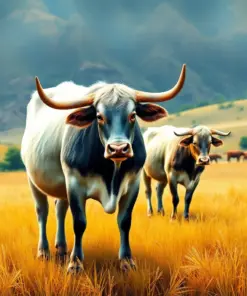 Vintage Taro Field Oxen Paint By Numbers