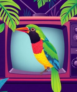 Vintage Television Jungle Bird Paint By Numbers