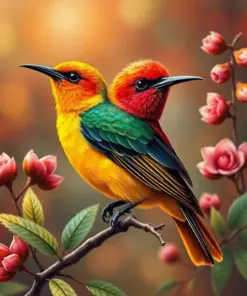 Vintage Torch Ginger Sunbird Paint By Numbers