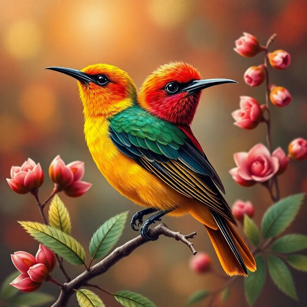 completed artwork display Vintage Torch Ginger Sunbird paint by numbers