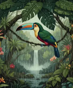 Vintage Toucanet Monsoon Refuge paint by numbers