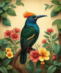 Vintage Trogon Botanical Alcove paint by numbers